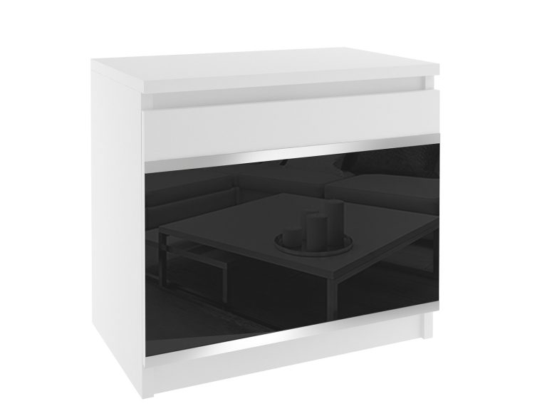 Nachttisch Belini weiß / schwarz Hersteller BH SN1/1/W/W/4B/0