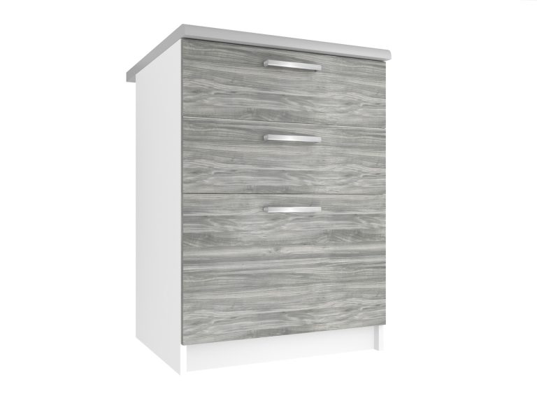 Belini Küchenunterschrank mit Schubladen 60 cm Grau Anthrazit Glamour Wood mit Arbeitsplatte Hersteller TOR SDSZ60/1/WT/GW/0/E