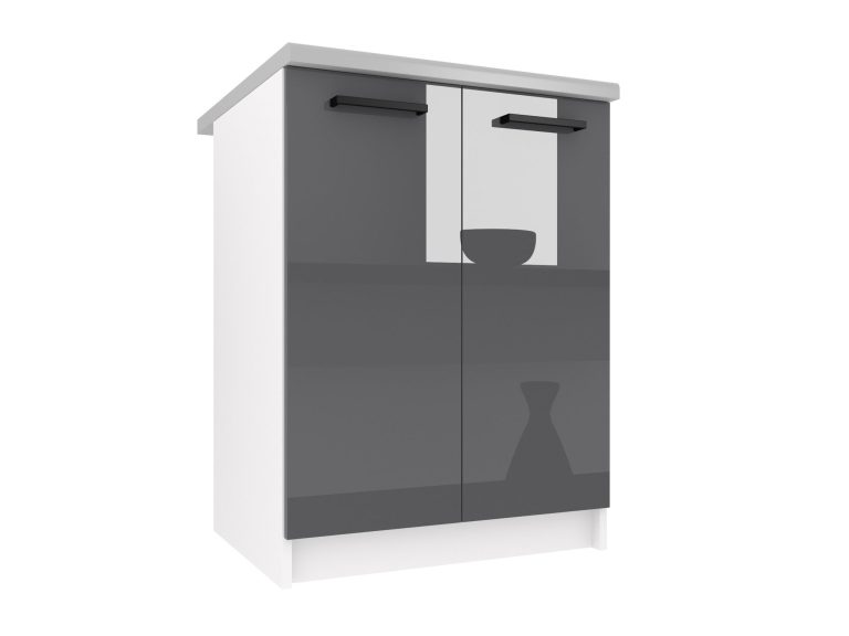 Belini Unterschrank 60 cm Grau Hochglanz mit Arbeitsplatte Hersteller INF SD2-60/0/WT/S/0/B1