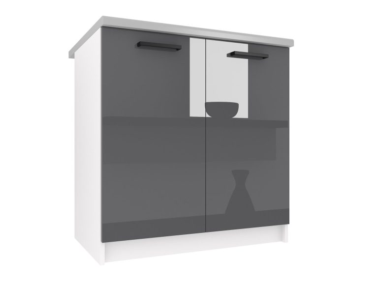 Belini Unterschrank 80 cm Grau Hochglanz ohne Arbeitsplatte Hersteller INF SD80/0/WT/S/BB/B1