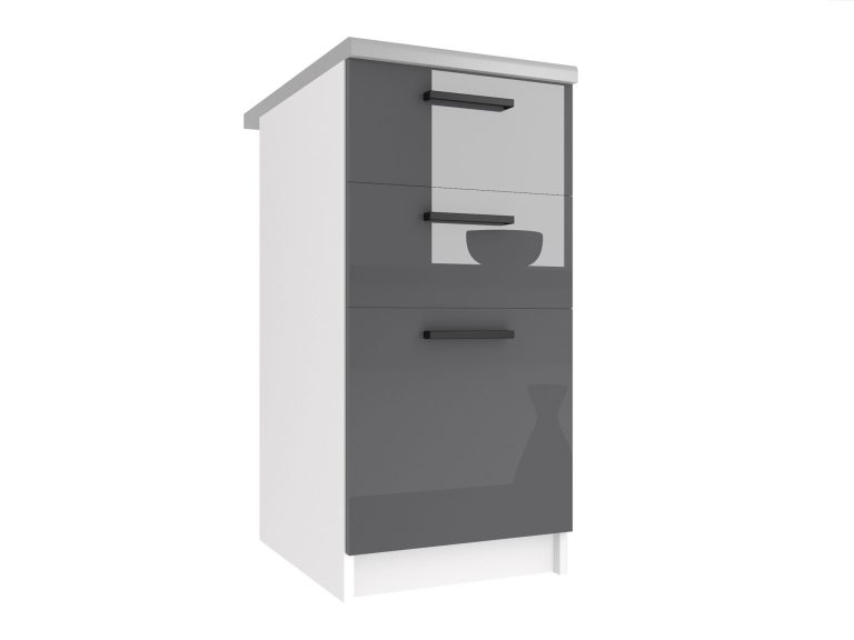 Belini Unterschrank mit Schubladen 40 cm Grau Hochglanz ohne Arbeitsplatte Hersteller INF SDSZ40/0/WT/S/BB/B1
