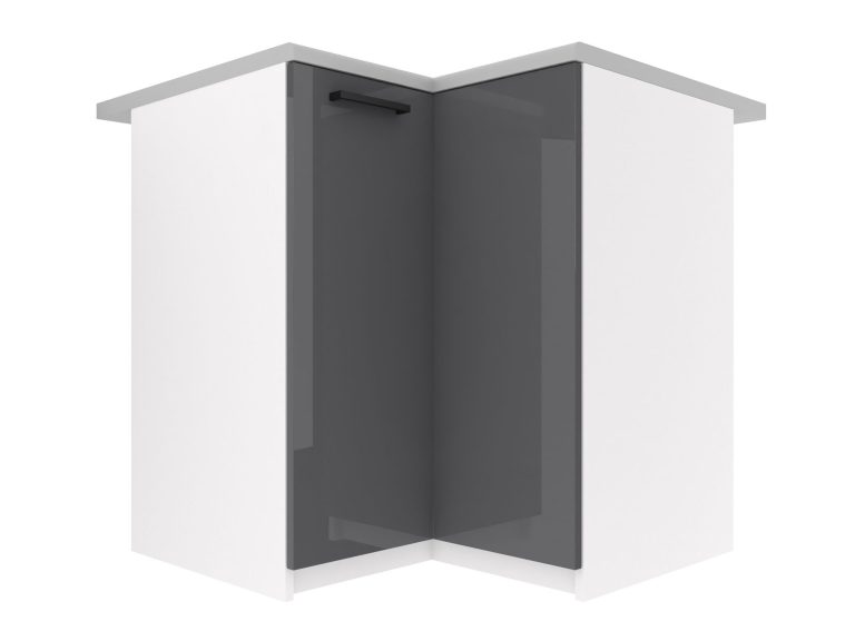 Küchenschrank Belini untere Ecke 90 cm grau glänzend mit Arbeitsplatte Hersteller INF SNP90/1/WT/S/0/B1