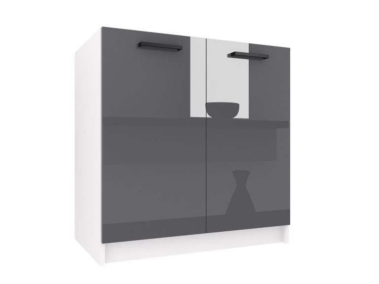 Belini Unterschrank Spülenschrank 80 cm Grau Hochglanz ohne Arbeitsplatte Hersteller INF SDZ80/0/WT/S/0/B1