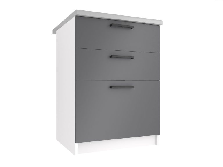 Belini Küchenunterschrank mit Schubladen 60 cm grau matt mit Arbeitsplatte Hersteller TOR SDSZ60/0/WT/SR/0/B1