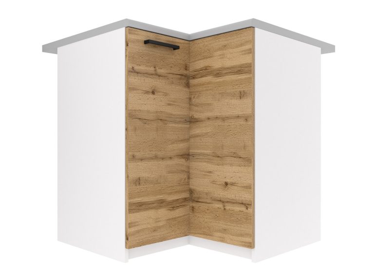 Küchenschrank Belini untere Ecke 90 cm Eiche Wotan mit Arbeitsplatte Hersteller TOR SNP90/2/WT/DW/0/B1