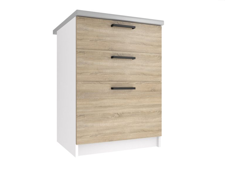 Belini Küchenunterschrank mit Schubladen 60 cm Sonoma-Eiche mit Arbeitsplatte Hersteller TOR SDSZ60/1/WT/DS/0/B1