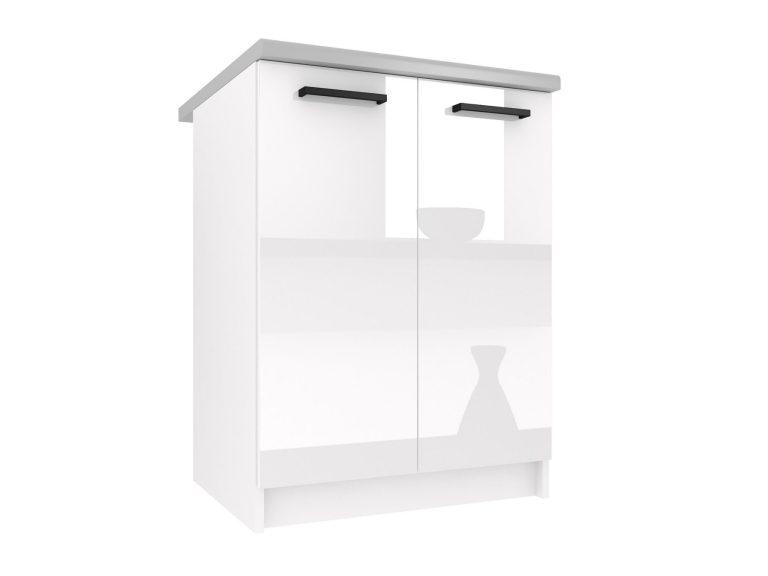 Belini Unterschrank 60 cm Weiß Hochglanz mit Arbeitsplatte Hersteller INF SD2-60/0/WT/W/0/B1