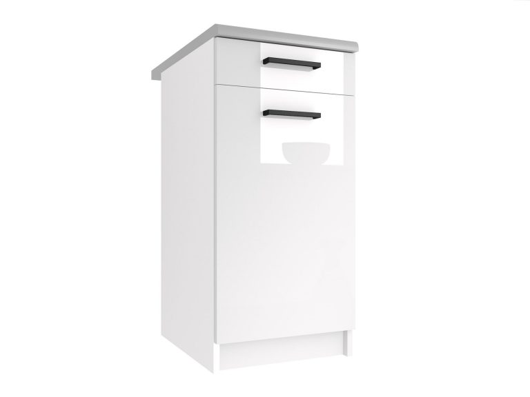 Belini Unterschrank mit Schubladen 40 cm Weiß Hochglanz mit Arbeitsplatte Hersteller INF SDSZ1-40/1/WT/W/0/B1