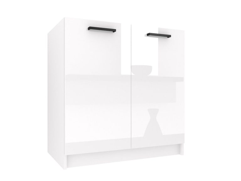 Belini Unterschrank für Spüle 80 cm Weiß Hochglanz ohne Arbeitsplatte Hersteller INF SDZ80/0/WT/W/0/B1