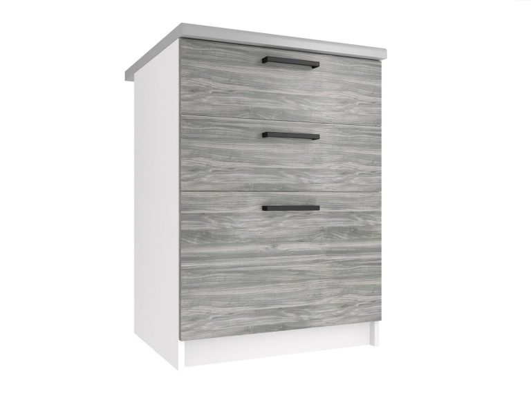 Belini Küchenunterschrank mit Schubladen 60 cm Grau Antrazit Glamour Wood ohne Arbeitsplatte Hersteller TOR SDSZ60/1/WT/GW/0/B1