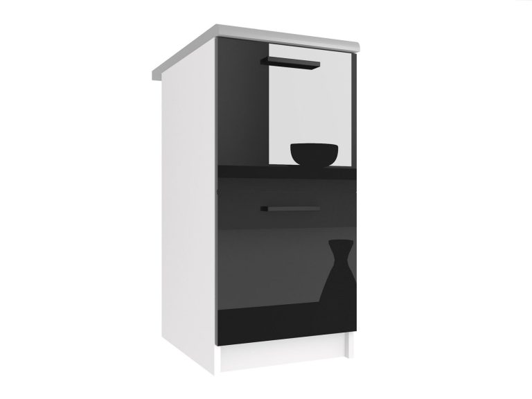 Belini Unterschrank 40 cm Schwarz Hochglanz mit Arbeitsplatte Hersteller INF SD2-40/0/WT/B/0/B1