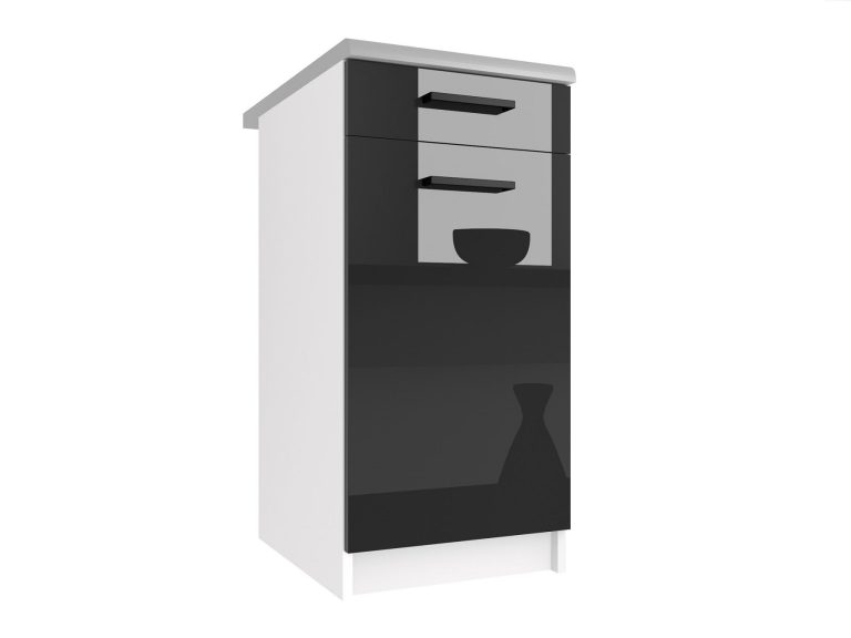 Belini Unterschrank mit Schubladen 40 cm Schwarz Hochglanz mit Arbeitsplatte Hersteller INF SDSZ1-40/1/WT/B/0/B1