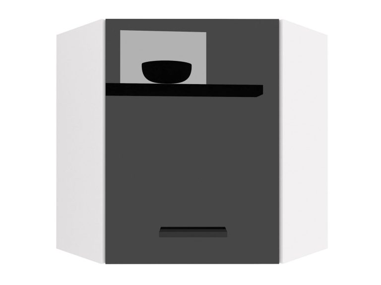 Küchenschrank Belini obere Ecke 60 cm schwarz glänzend Hersteller INF SGN60/2/WT/B/0/B1
