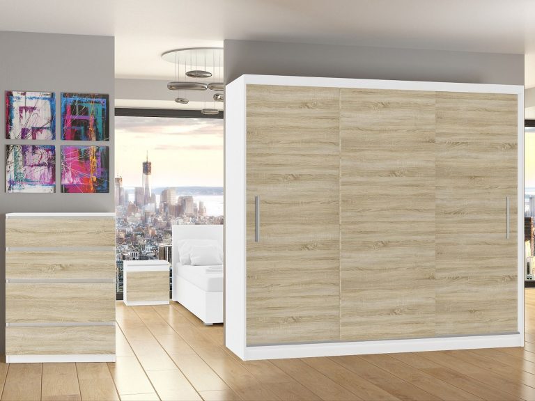 Kleiderschrank mit Schiebetüren 232 cm Eiche wotan Eiche sonoma Hersteller SI SZP4/2/1W/3DS/0/AL