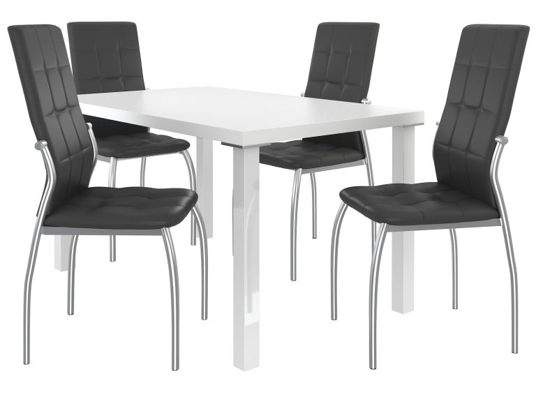 Esszimmerset 1 + 4 Belini Matt weiß / Matt schwarz Loreno LOR/0/ZES/W/4B