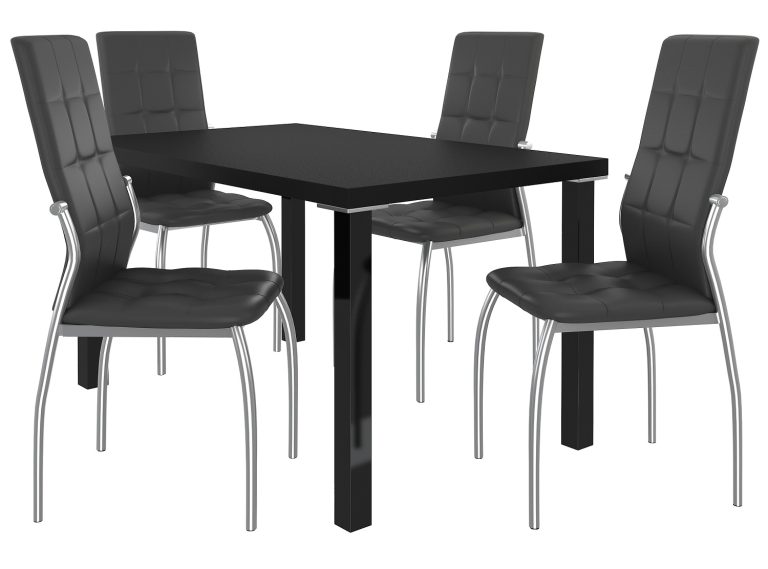 Esszimmerset 1 + 4 Belini Matt schwarz / Matt schwarz Loreno LOR/0/ZES/B/4B