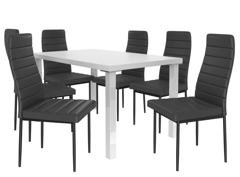 Esszimmerset 1 + 6 Belini Matt weiß / Matt schwarz Moderno MOD/0/ZES/W/6B