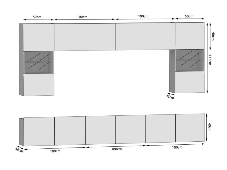 Wohnwand 300 cm Belini grau anthrazit Glamour Wood Imperium 1 Hersteller IMP 1/5/W/GW1/0/0