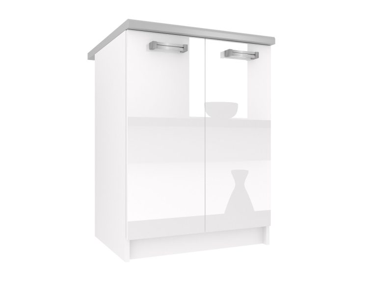 Belini Unterschrank 60 cm Weiß Hochglanz mit Arbeitsplatte Hersteller INF SD2-60/0/WT/W/0/D