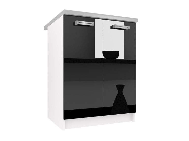 Küchenschrank Belini Unterschrank 60 cm schwarz glänzend mit Arbeitsplatte Hersteller INF SD2-60/1/WT/B/0/D