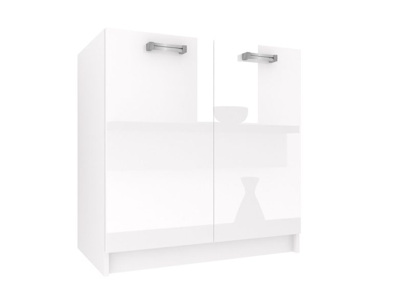 Belini Unterschrank für Spüle 80 cm Weiß Hochglanz ohne Arbeitsplatte INF SDZ80/0/WT/W/0/D