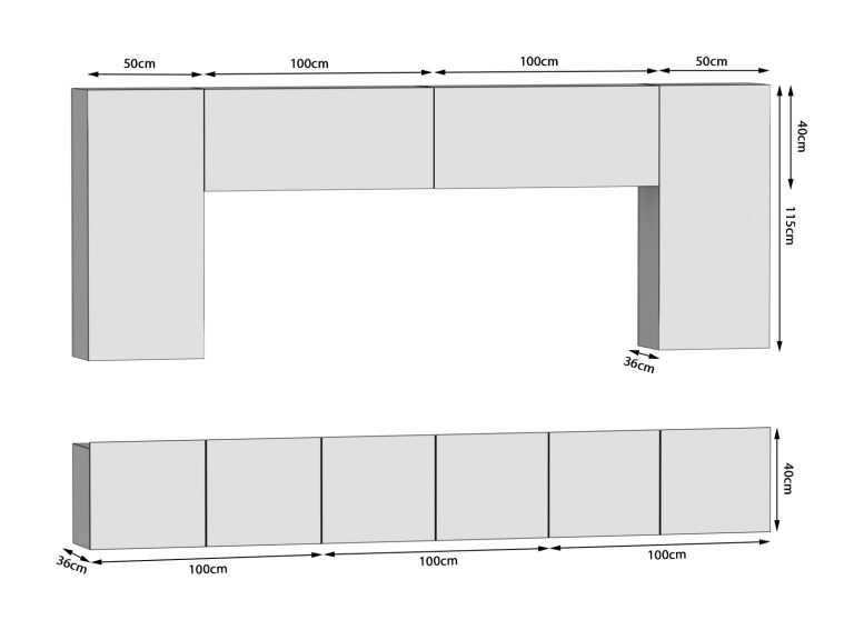Wohnwände 300 cm für TV/Audio, Sonoma-Eiche, Hersteller IMP PRIMO 2/5/W/DS/0/0