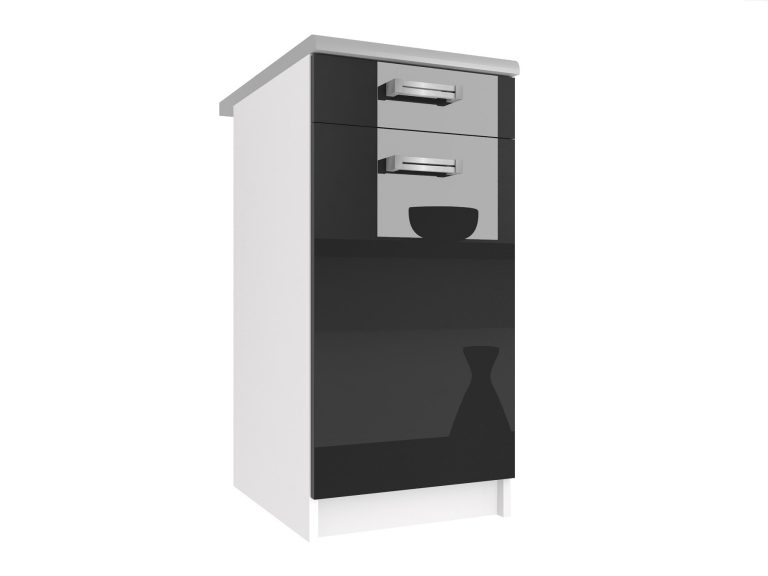 Belini Unterschrank mit Schubladen 40 cm Schwarz Hochglanz mit Arbeitsplatte Hersteller INF SDSZ1-40/1/WT/B/0/D
