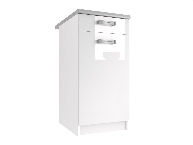 Belini Unterschrank mit Schubladen 40 cm Weiß Hochglanz mit Arbeitsplatte Hersteller INF SDSZ1-40/1/WT/W/0/D
