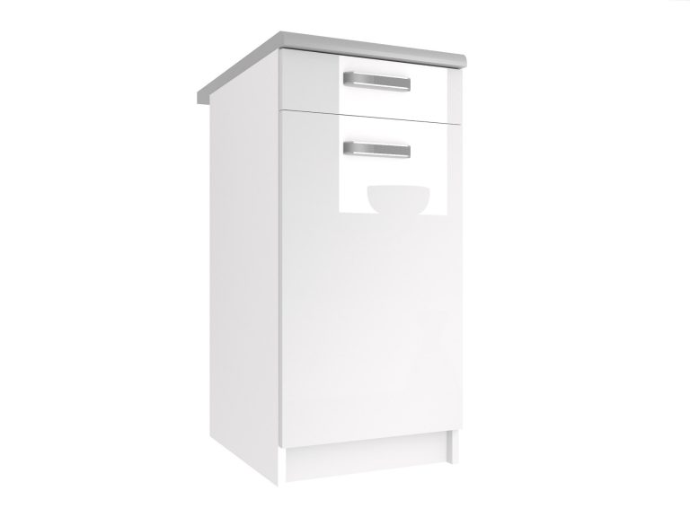 Belini Unterschrank mit Schubladen 40 cm Weiß Hochglanz mit Arbeitsplatte Hersteller INF SDSZ1-40/1/WT/W/0/F
