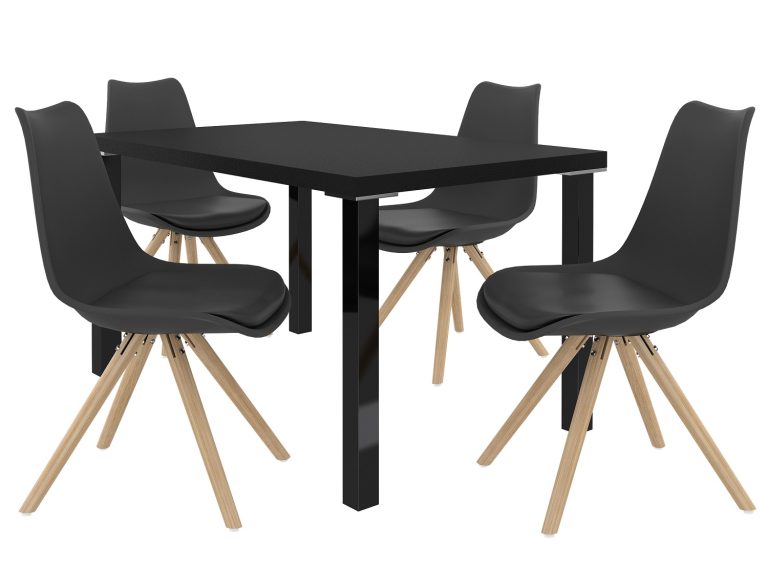 Esszimmerset 1 + 4 Belini Matt schwarz / Matt schwarz Amareto AMA/0/ZES/B/4B