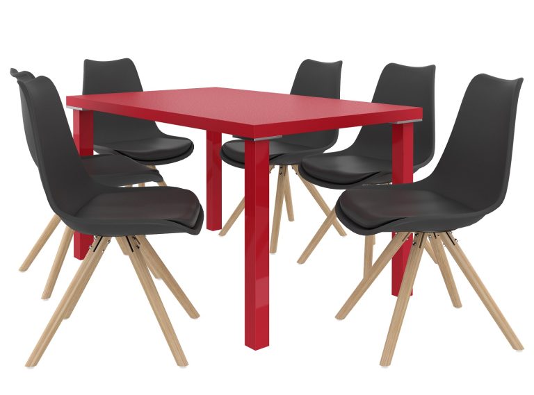 Esszimmerset  1 + 6 Belini Matt rot / Matt schwarz Amareto AMA/0/ZES/R/6B