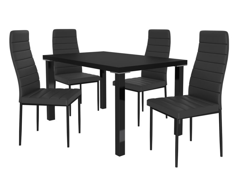 Esszimmerset 1 + 4  Belini Matt schwarz / Matt schwarz Moderno MOD/0/ZES/B/4B