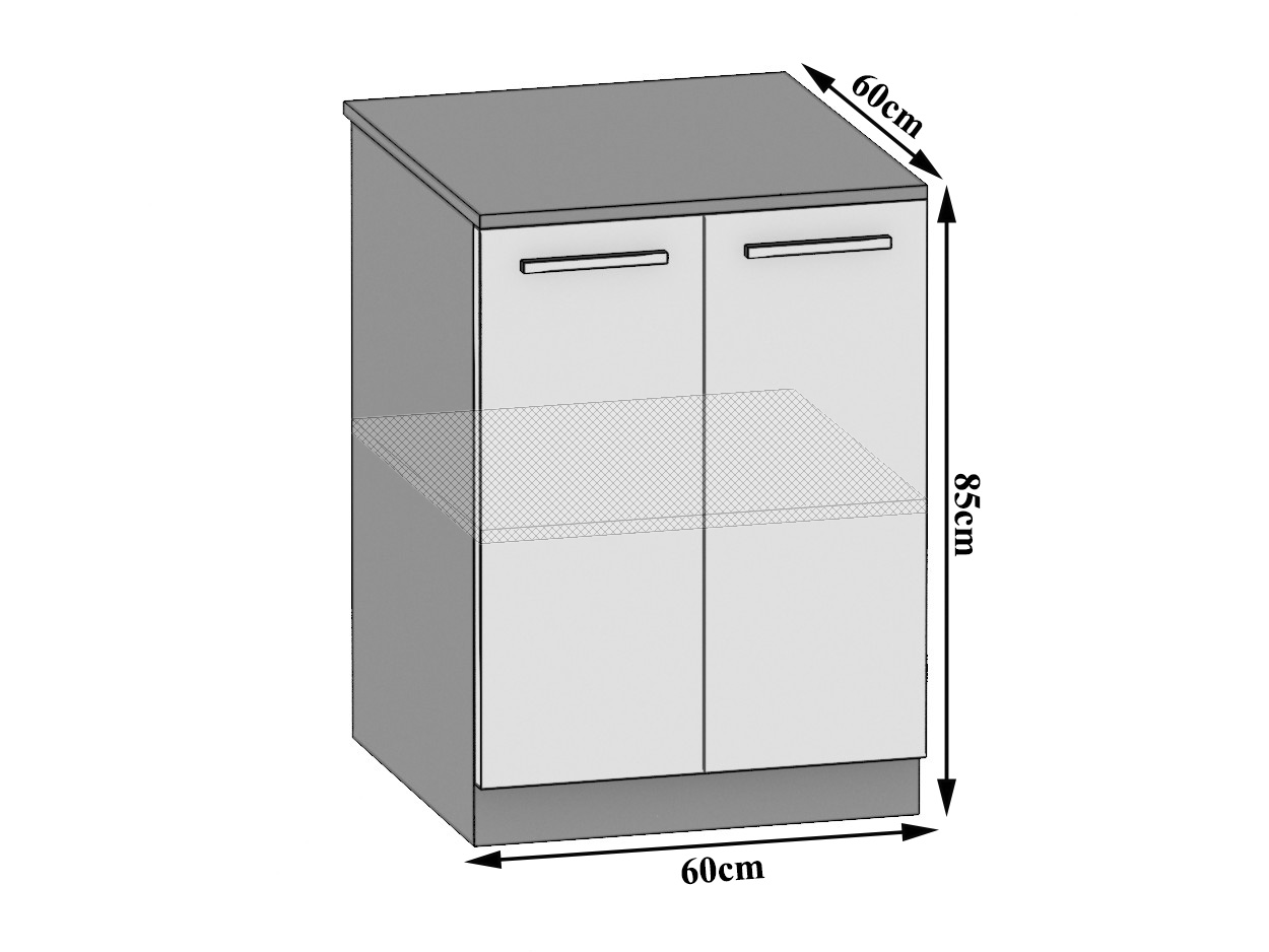 Belini Unterschrank 60 cm Weiß Matt mit Arbeitsplatte Hersteller TOR SD2-60/0/WT/WT/0/E