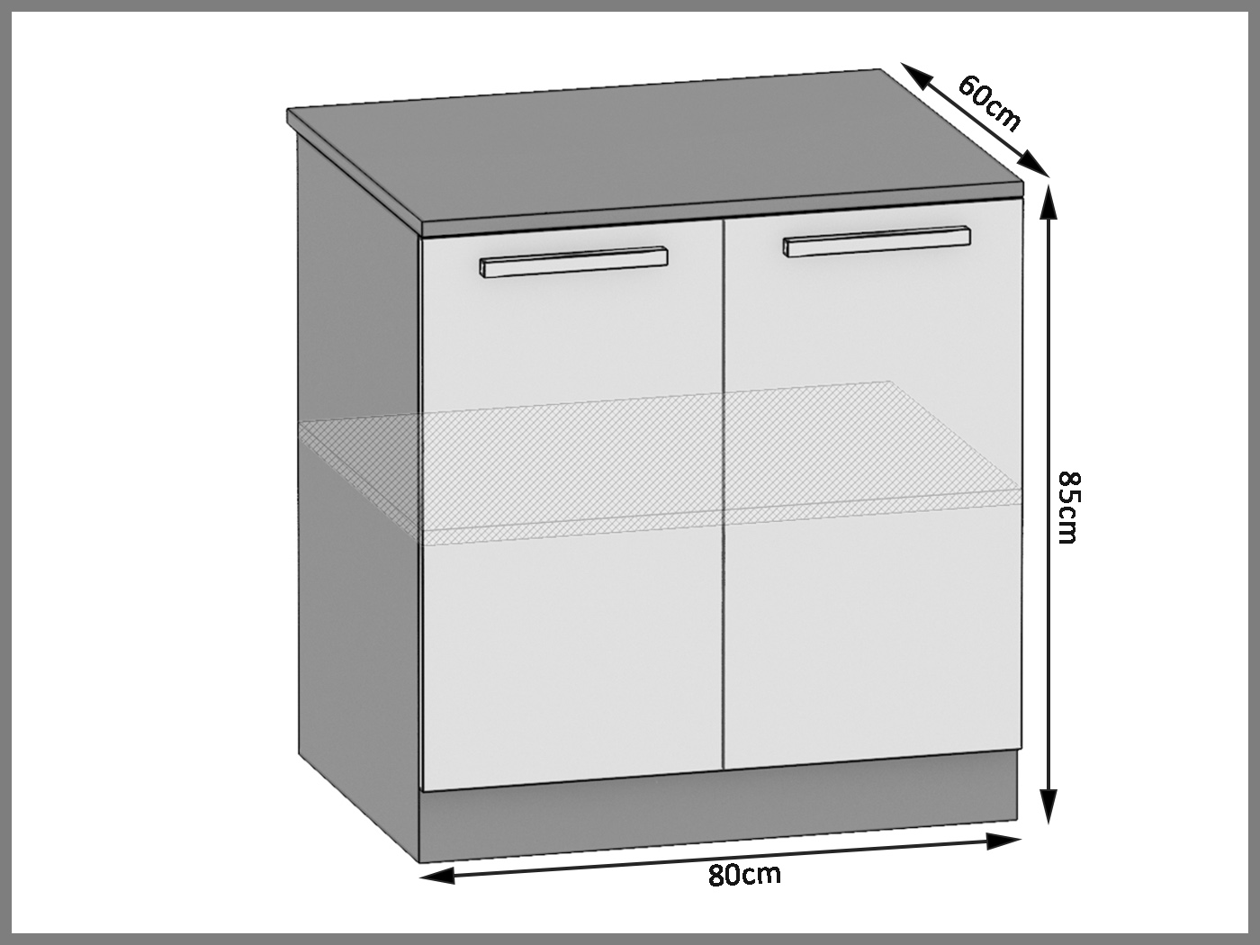 Belini Unterschrank 80 cm Königliches Ebenholz mit Arbeitsplatte TOR SD80/0/WT/HK/0/P