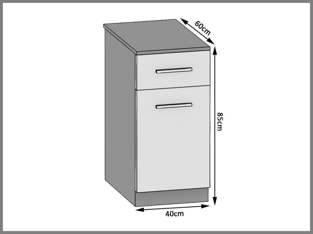 Belini Unterschrank mit Schubladen 40 cm Sonoma Eiche mit Arbeitsplatte Hersteller TOR SDSZ1-40/1/WT/DS/0/U