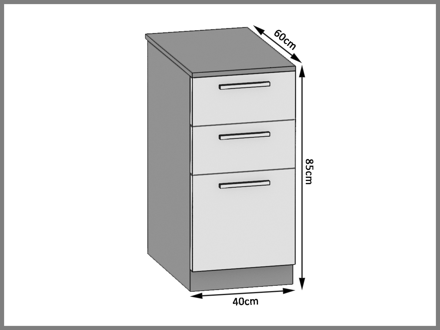 Belini Küchenunterschrank mit Schubladen 40 cm Sonoma-Eiche mit Arbeitsplatte Hersteller TOR SDSZ40/0/WT/DS/0/U
