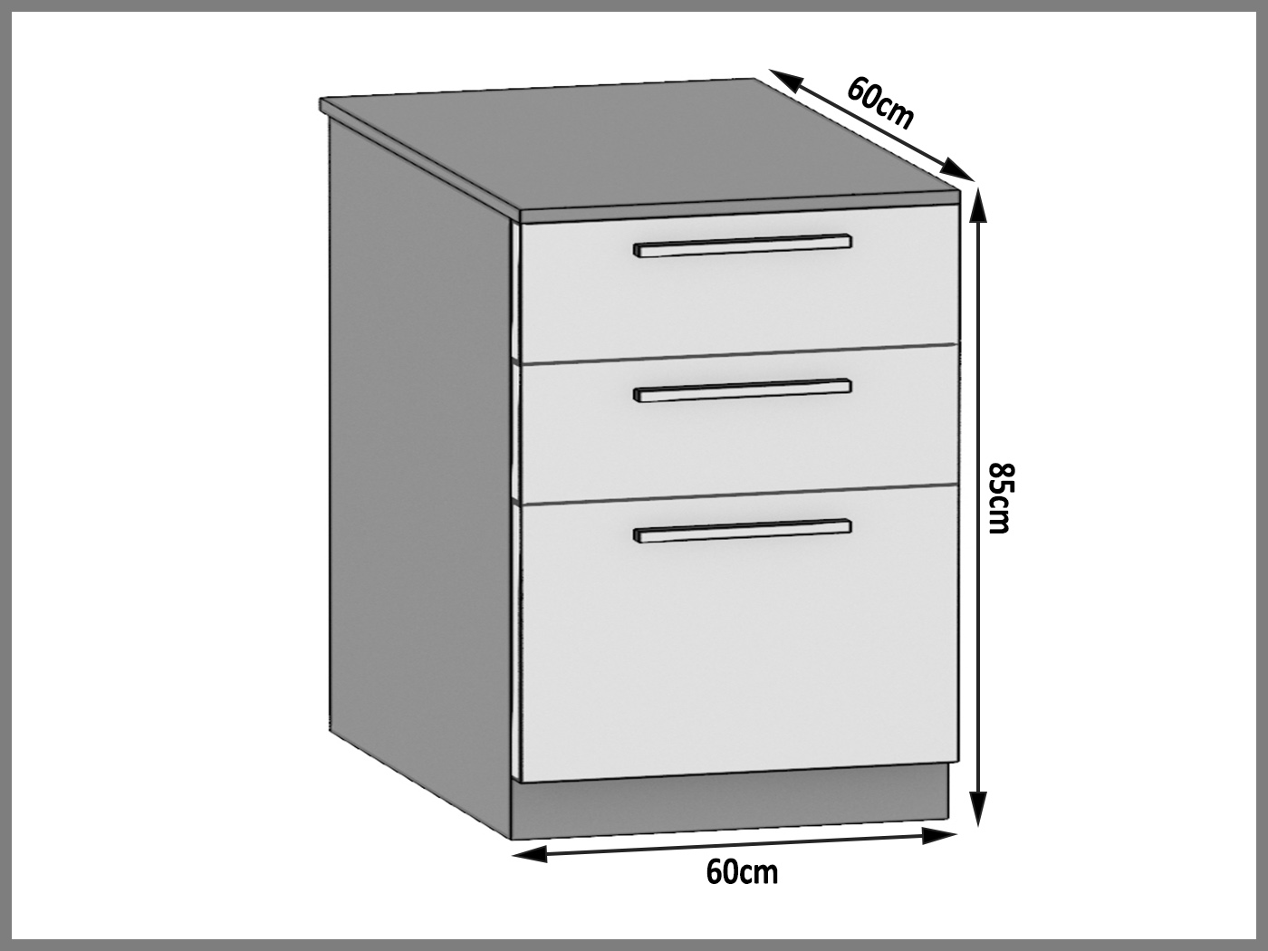Belini Küchenunterschrank mit Schubladen 60 cm Sonoma-Eiche ohne Arbeitsplatte Hersteller TOR SDSZ60/1/WT/DS/0/P