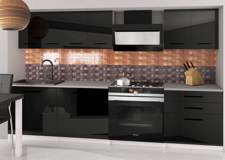 Küchenzeile Belini 180 cm schwarz glänzend ohne Arbeitsplatte Sonik2 Hersteller INF SONIK2/2/WT/B/BB/B1