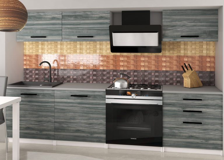 Küchenzeile Belini 180 cm grau anthrazit Glamour Wood ohne Arbeitsplatte Laurentino2 Hersteller TOR LAURENTINO2/3/WT/GW1/BB/B1