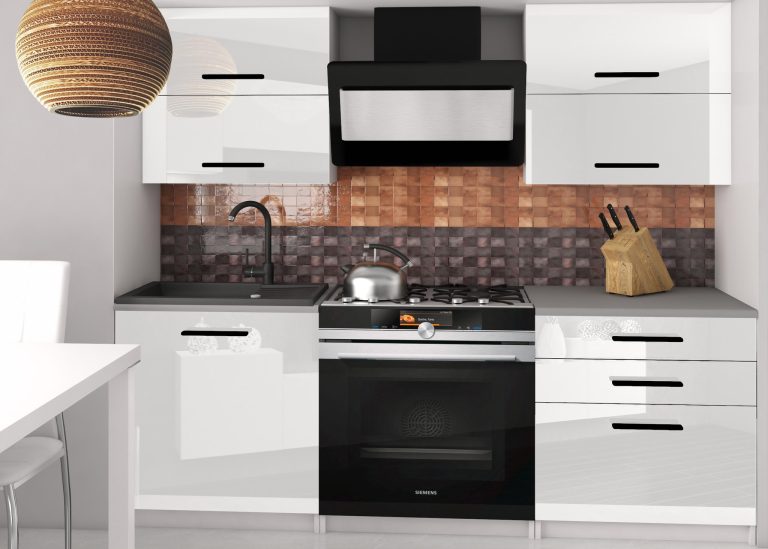 Küchenzeile Belini 120 cm weiß glänzend ohne Arbeitsplatte Eleganta2 Hersteller INF ELEGANTA2/2/WT/W/BB/B1