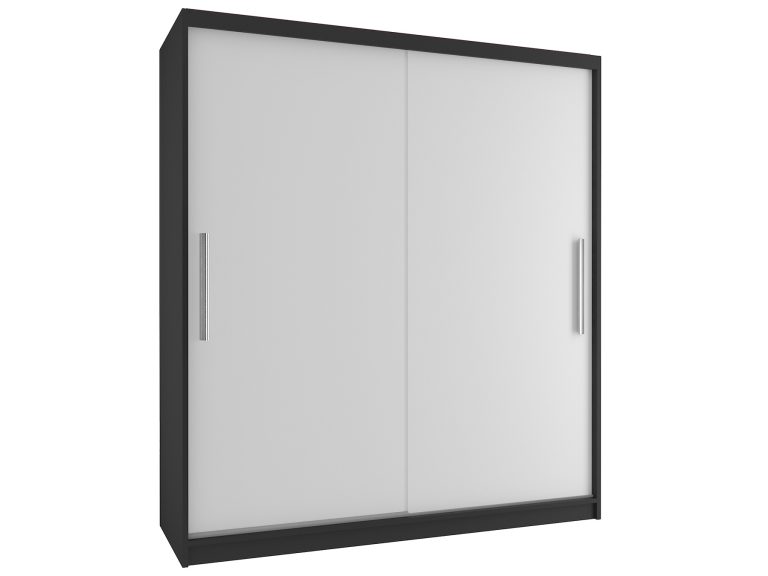 Kleiderschrank 133 cm Belini schwarz matt / weiß matt mit Schiebetüren Hersteller SI SZP2/2/B/W/0/AL