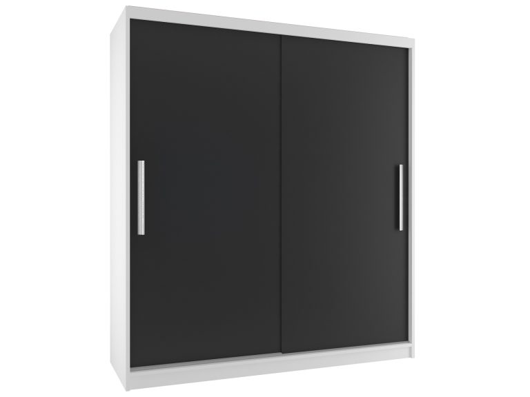Kleiderschrank 133 cm Belini weiß matt / schwarz matt mit Schiebetüren Hersteller SI SZP2/2/W/B/0/AL