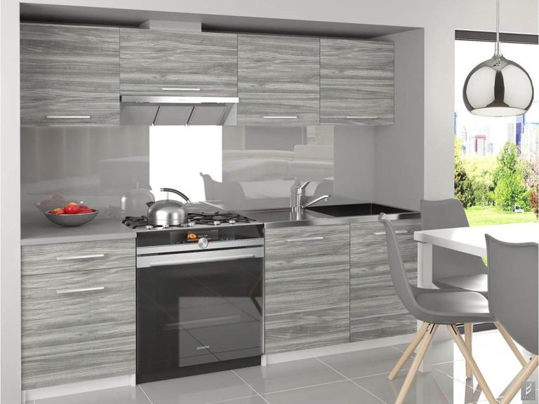 Küchenzeile Belini 180 cm grau anthrazit Glamour Wood ohne Arbeitsplatte Superuniqa3 Hersteller TOR SUPERUNIQA3/3/WT/GW1/BB/E