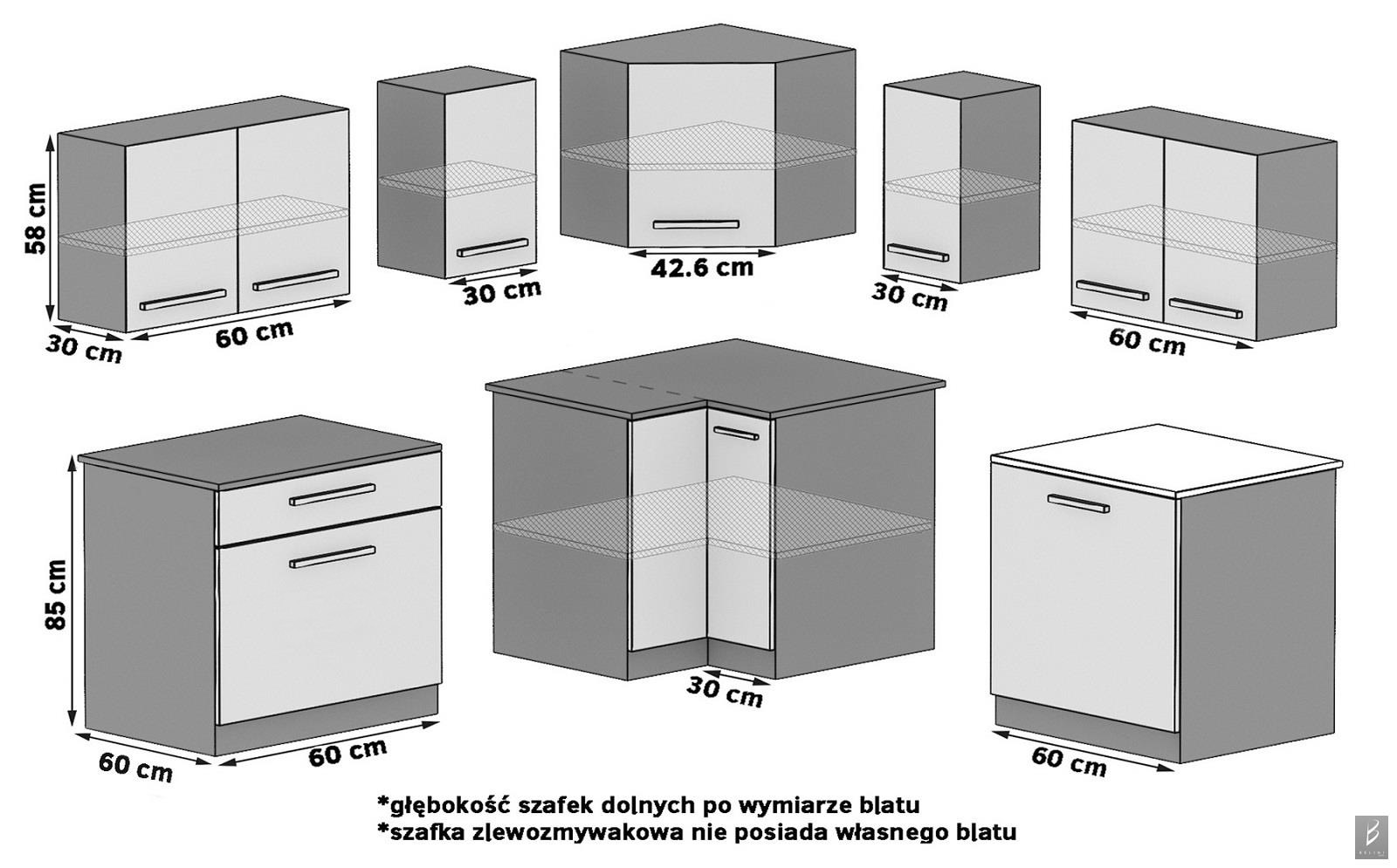 Eckküche Belini 300 cm weiß matt mit Arbeitsplatte Armin3 Hersteller TOR ARMIN3/1/WT/WT/0/U