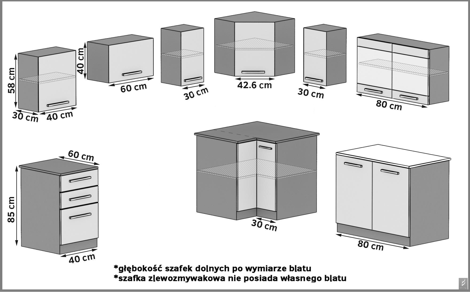 Eckküche Belini 360 cm weiß glänzend / schwarz glänzend mit Arbeitsplatte Lidia2 Hersteller INF LIDIA2/6/WT/WB/0/B1