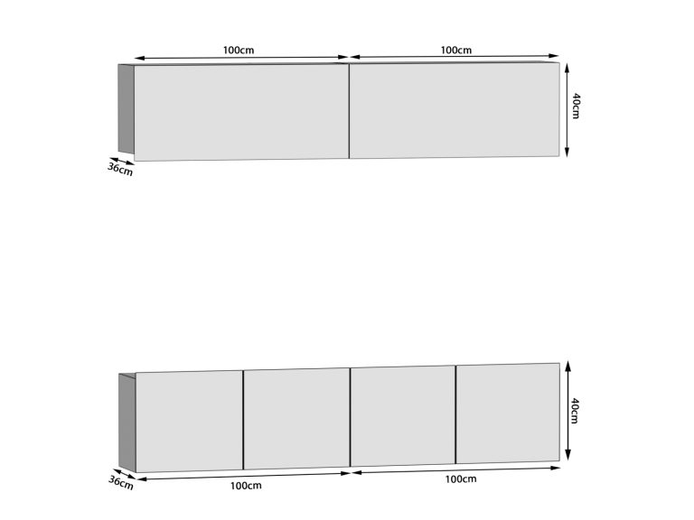 Wohnwand 200 cm Belini schwarz glänzend Imperium 6 Hersteller IMP 6/5/W/B/0/0