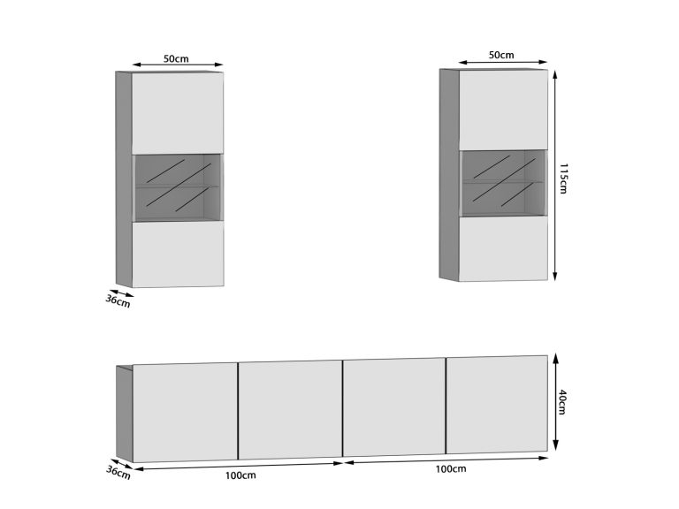 Wohnwand 200 cm Belini weiß glänzend Imperium 7 Hersteller IMP 7/5/W/W/0/0