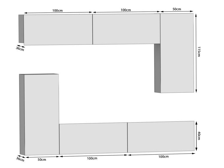 Wohnwand 250 cm Belini weiß glänzend / Sonoma-Eiche Imperium 8 Hersteller IMP 8/5/W/WDSDSW/0/0