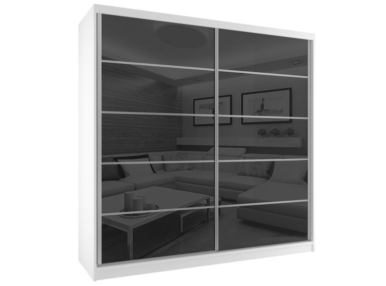 Kleiderschrank 133 cm Belini weiß matt / rot glänzend mit Schiebetüren Hersteller BH SZP2/2/W/WI/5B/HI