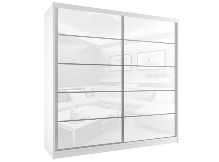 Kleiderschrank 133 cm Belini weiß matt / weiß glänzend mit Schiebetüren Hersteller BH SZP2/2/W/WI/5W/HI